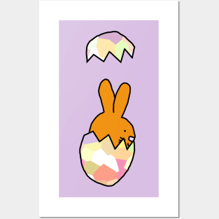 Cute Bunny popping out of Funny Easter Egg Posters and Art